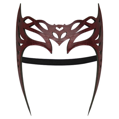 Scarlet Witch Cosplay Headband & Mask — Leather Face Cover for Adult Halloween, Superhero Costume & Party Props
