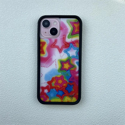 Wildflower Star & Deer iPhone Case – Fashion Strawberry & Polka Dot Cherry Bottom Cover for iPhone 12–16 Pro/Max/Plus