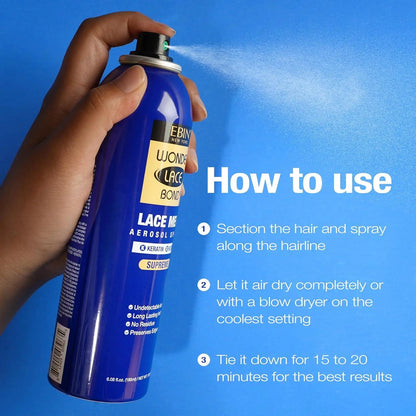 Ebin New York Wonder Bond Melt Spray – Extra Strong Hold, Seamless Lace Blend, Keratin-Infused for Healthy Hair