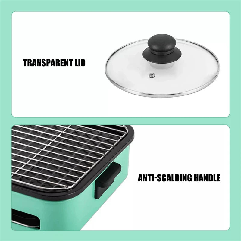 Multifunctional 3-in-1 Electric Grill — Smokeless Korean BBQ, Hot Pot & Non-Stick Baking Pan Multi-Cooker