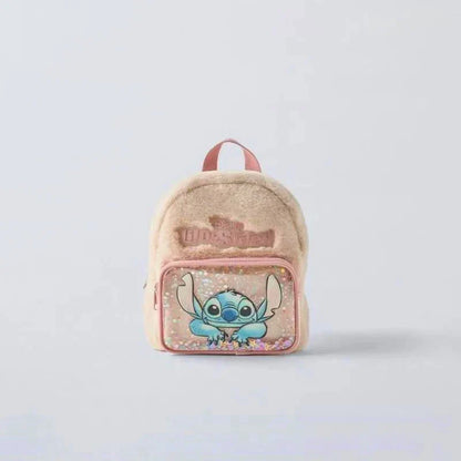 Disney Stitch Plush Autumn Backpack - Hello Kitty Cute Color-Block Bag for Kids, Perfect School Gift