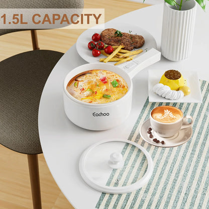 Electric Hot Pot with Steamer | 1.5L Non-Stick Frying Pan for Noodles, Soup, Steak & Adjustable Power