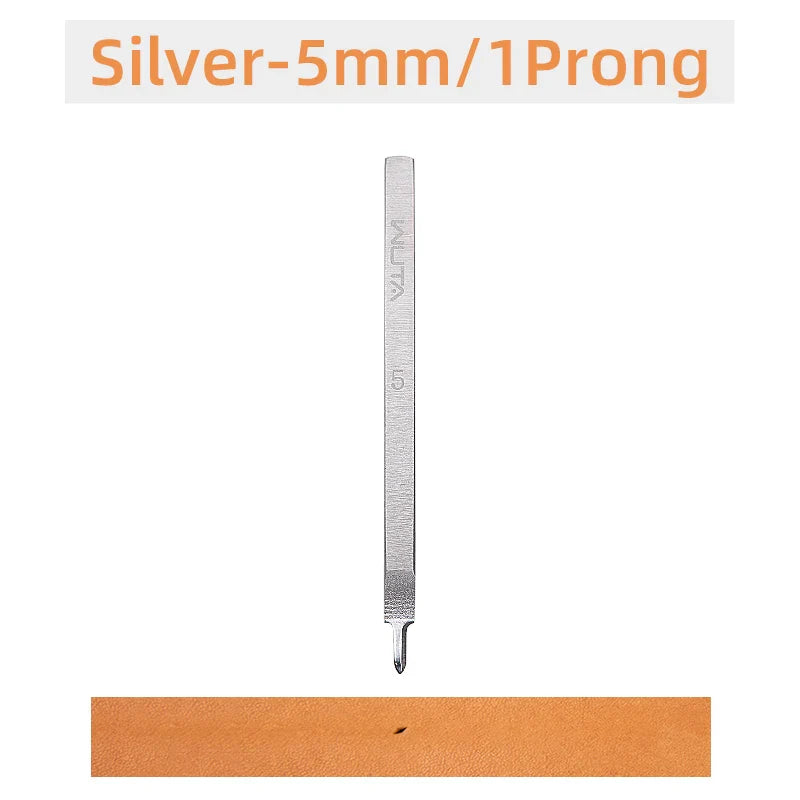 WUTA Leather Chisel Tool – Diamond Pricking Iron with 3/4/5/6mm Hole Punch for Stitching & Leathercraft