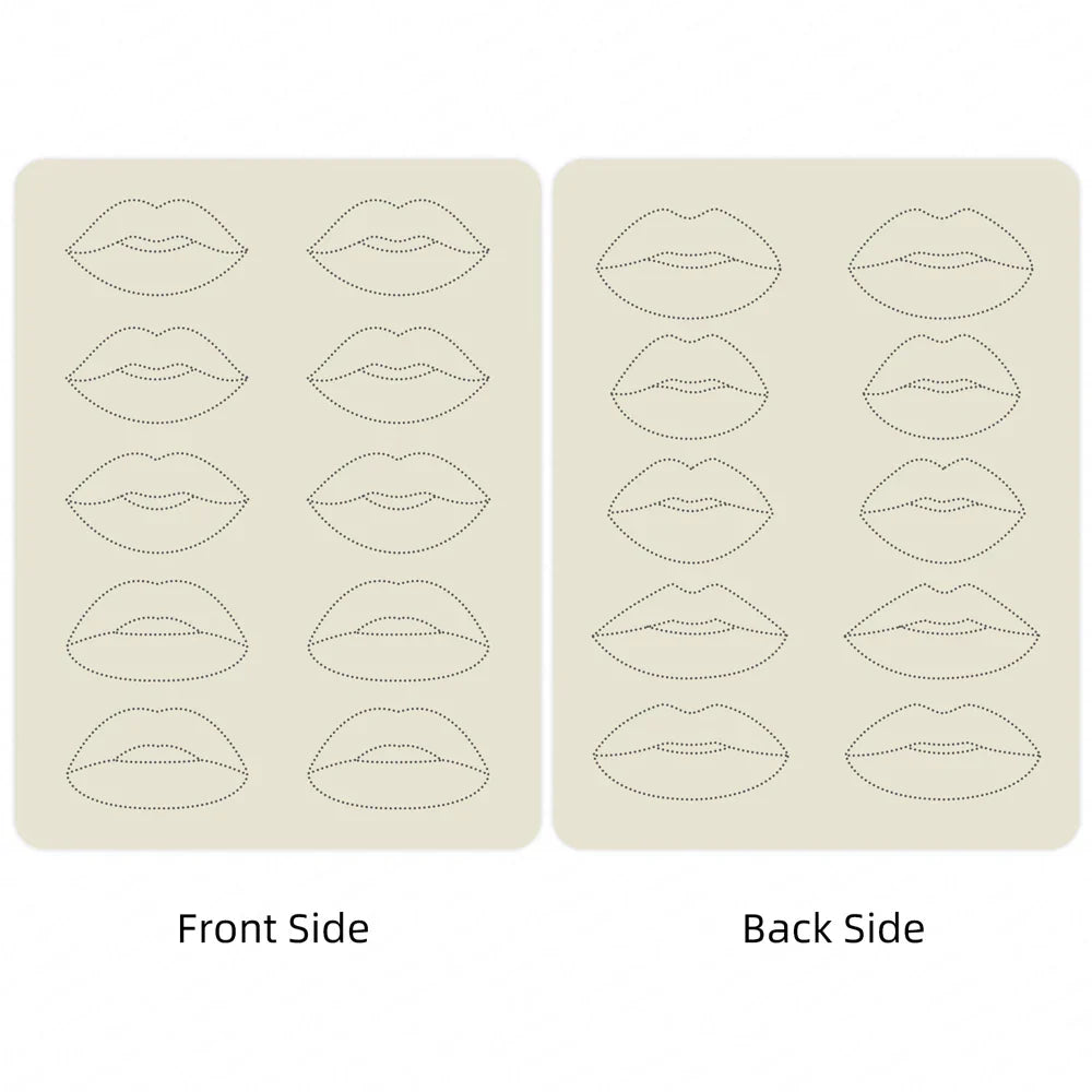 1mm Thick Double-Sided Lip Practice Skin — Microblading & PMU Stencil for Permanent Makeup Tattoo Artists