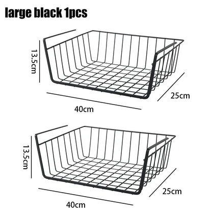 Multipurpose Hanging Closet Storage Basket — Metal Organizer for Kitchen Cabinets, Desks, and Home Use