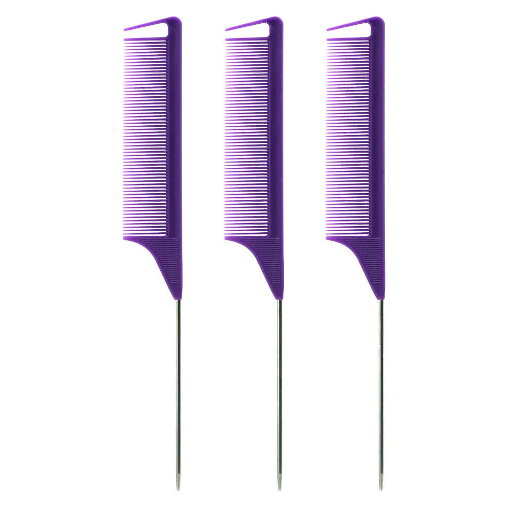 Pro Pointed Tail Comb – Anti-Static Hair Styling Brush, Steel Needle Pin Rat Tail Comb for Salon & Barber Accessories