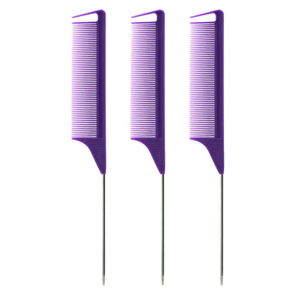 Pro Pointed Tail Comb – Anti-Static Hair Styling Brush, Steel Needle Pin Rat Tail Comb for Salon & Barber Accessories