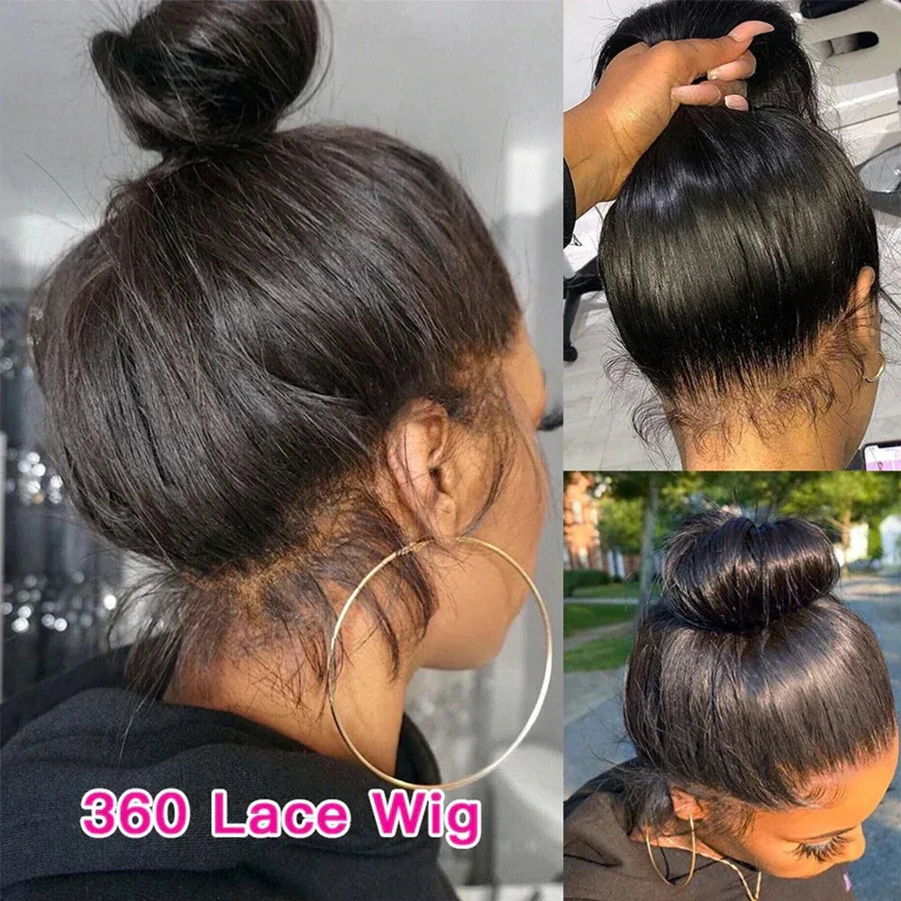 HD 360 Full Lace Wig – 36 Inch Bone Straight Pre-Plucked 13x6 Human Hair Lace Frontal Wig for Women