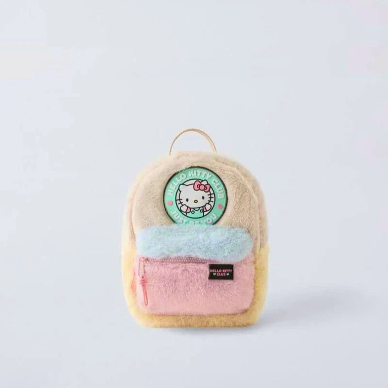 Disney Stitch Plush Autumn Backpack - Hello Kitty Cute Color-Block Bag for Kids, Perfect School Gift