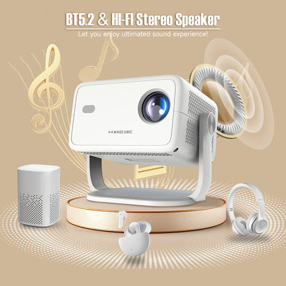 Magcubic 4K L018 Projector - 650ANSI, Native 1080P, Auto Focus & Keystone, 360° Rotate, Android 11, BT 5.2, WIFI6, Portable Home Theater