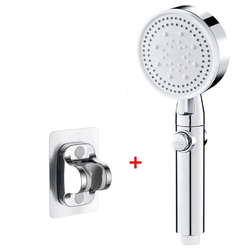 High Pressure Shower Head with Hose – 5 Modes Adjustable, Water-Saving Spray Nozzle with One-Key Stop for Bathroom Accessories