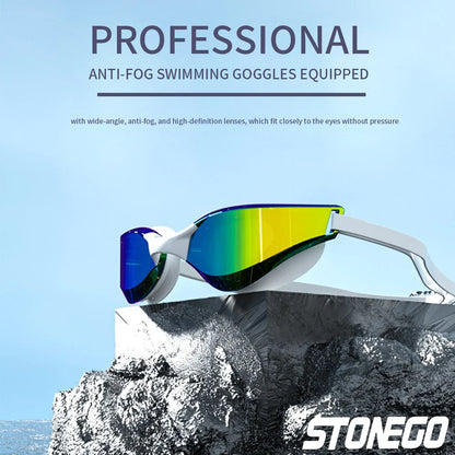 Premium Anti-Fog Swim Goggles - HD Wide-Angle Lens, Comfort Fit, Adjustable Nose Bridge, Stylish Design for Swimming Enthusiasts