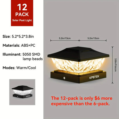 Outdoor Solar Fence Gate Light - Waterproof LED Villa Pillar Lamp for House, Garden & Yard Decor