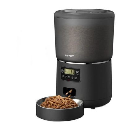 NPET 4L Automatic Smart Pet Feeder – Stainless Steel Bowl, Customizable 1–9 Portion Dispenser for Cats & Dogs