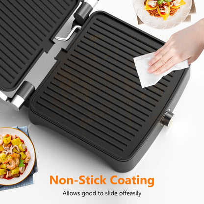 Panini Press Grill & Sandwich Maker – 4-Slice Non-Stick Indoor Grill, 180° Open, 1200W with Temperature Control