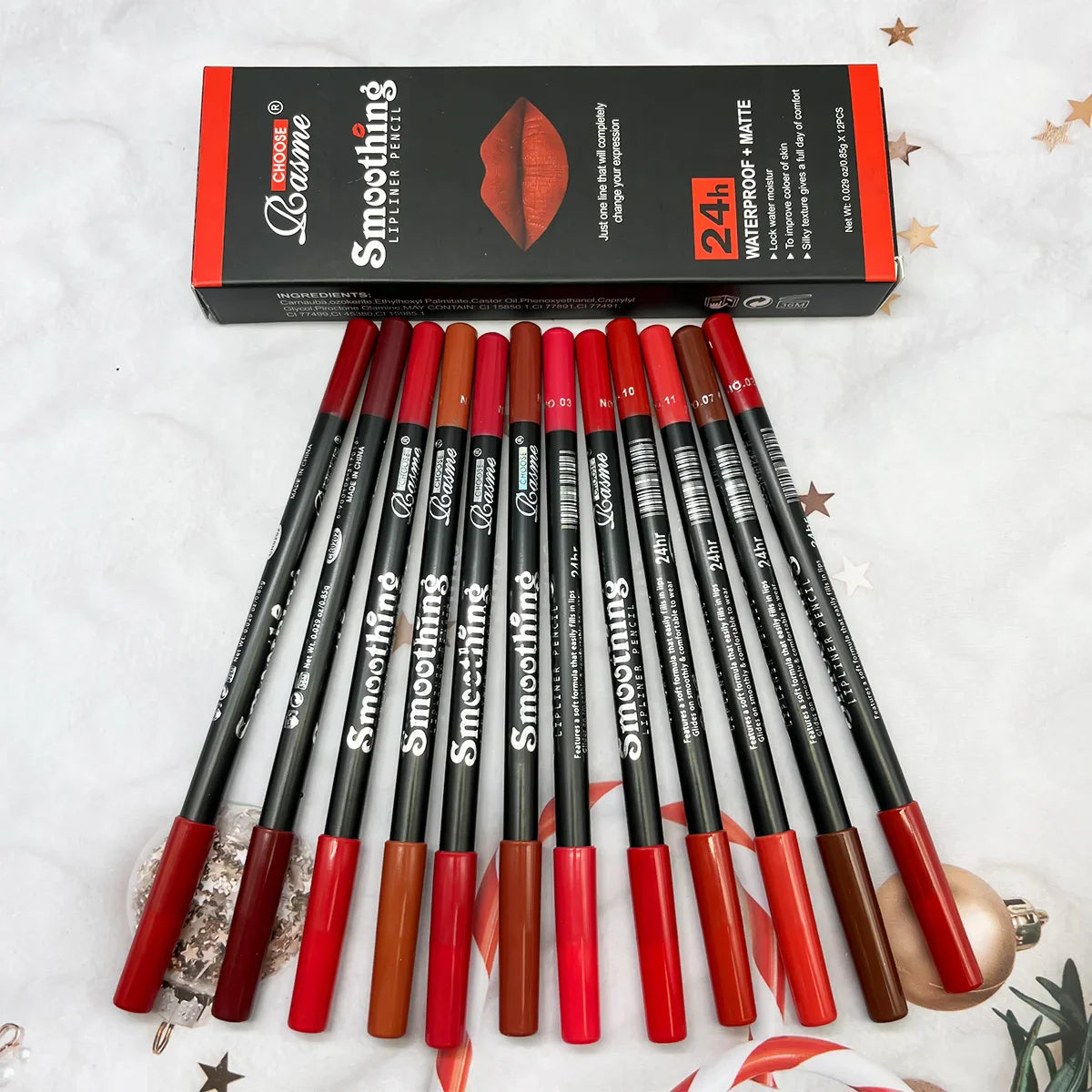 12pcs Long-Lasting Lipstick Set – Matte Lip Gloss & Lip Liner Pencil for Women, Valentine's Day Gift