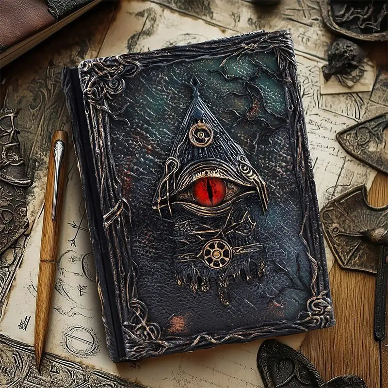 Vintage Magic Eye Journal - Embossed Leather Gothic Grimoire Notebook for Witches, Occult Lovers & Collectors