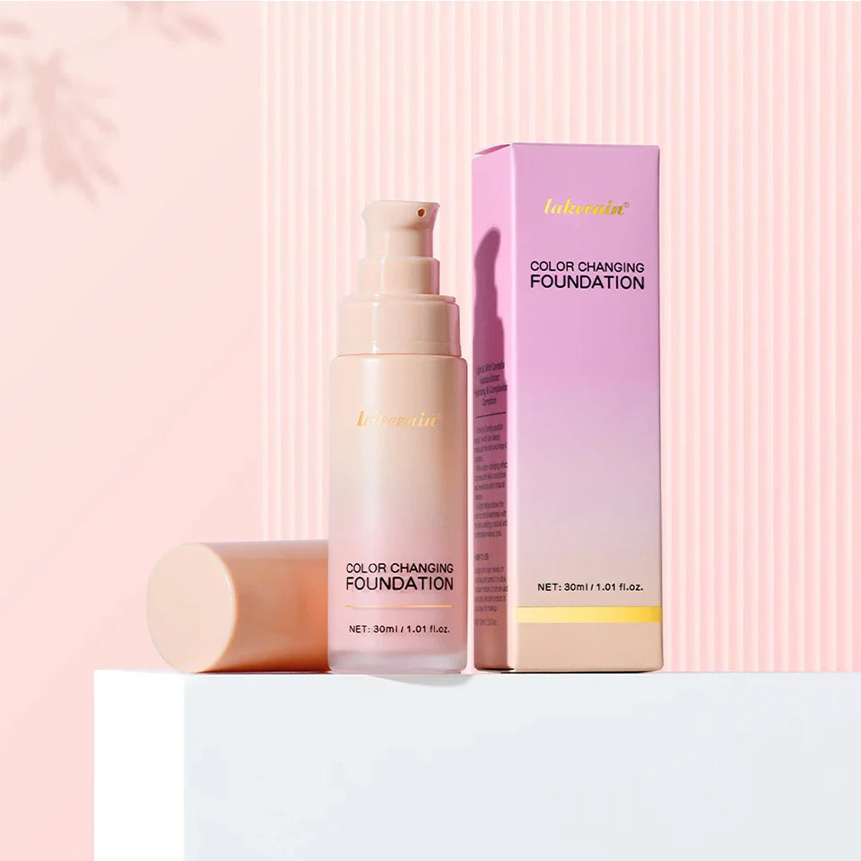 Color-Changing 4-in-1 Foundation – Moisturizing SPF 30+ Longwear Waterproof Makeup Base for Hydrating Travel Coverage