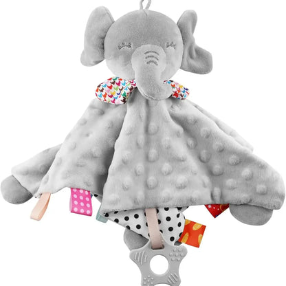 Elephant Baby Comforter Blanket – Soft Soothing Towel with Animal Rattle, Toddler Sleep Reassurance Toy