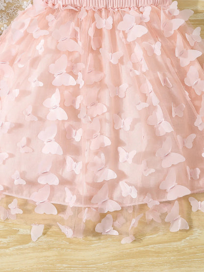 Toddler Girls Butterfly Mesh Cami Dress - Elegant Sleeveless Princess Dress for Summer
