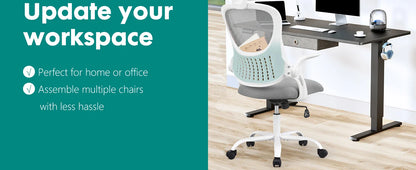 Mesh Ergonomic Office Chair – Adjustable Headrest, Flip-Up Arms, Comfortable Lumbar Support for Home & Office