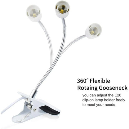 Flexible Desk Lamp Holder: EU US Plug 360 Degree E27 Light Base Socket Gooseneck Clip-on Cable with Power On Switch - Perfect for Home Use