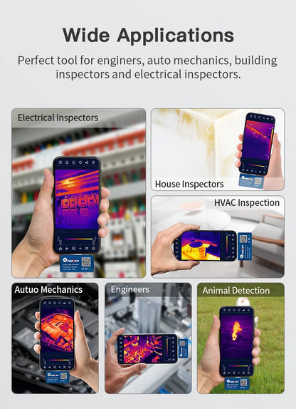 TOOLTOP T7Pro Android Thermal Imager – 256x192 Infrared Camera, -50~600℃, 12 Languages for Industrial Inspection