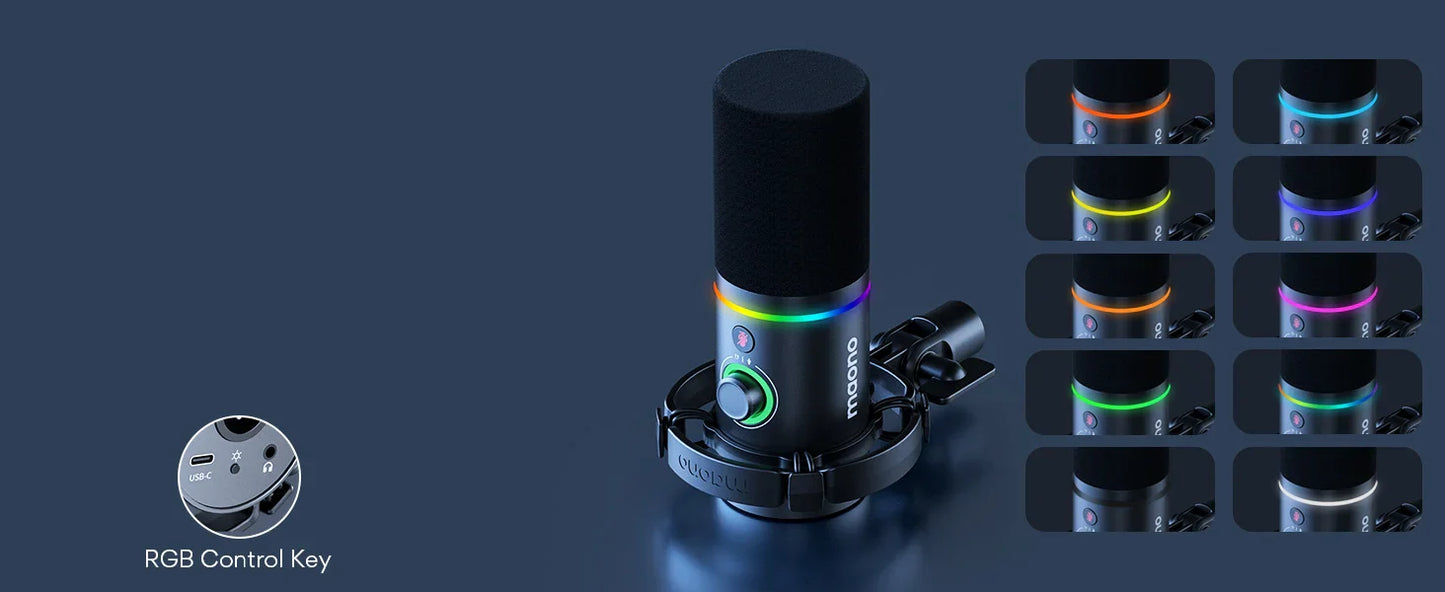 Maono PD200X XLR/USB Dynamic Microphone – Metal Gaming & Streaming Mic with Tap-to-Mute and Gain Control