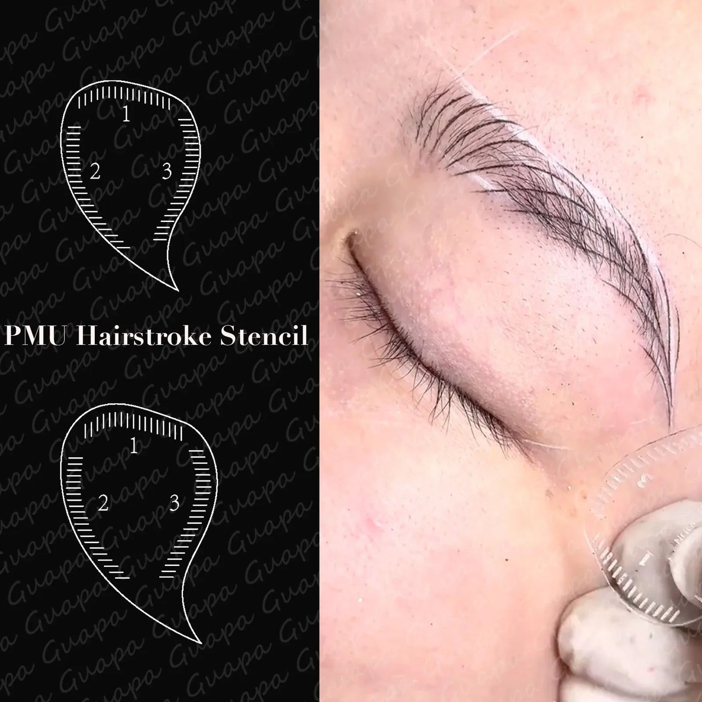 Tear Drop Arch Brow Mapping Tool Kit — 1-Minute PMU Eyebrow Shaping Ruler & Stencil for Hairstroke & Eyeliner