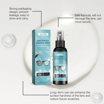 Jue-Fish 100ml Glasses Scratch Removal Spray – Lens & Camera Screen Cleaner, Eyeglass Repair Solution