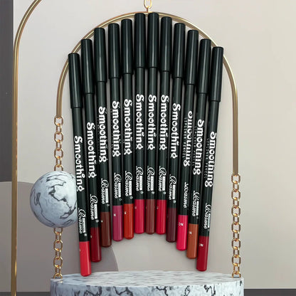 12-Color Waterproof Lip Liner Pen Set – Long-Lasting, Non-Stick, Easy Glide Lipstick Pencil for Makeup