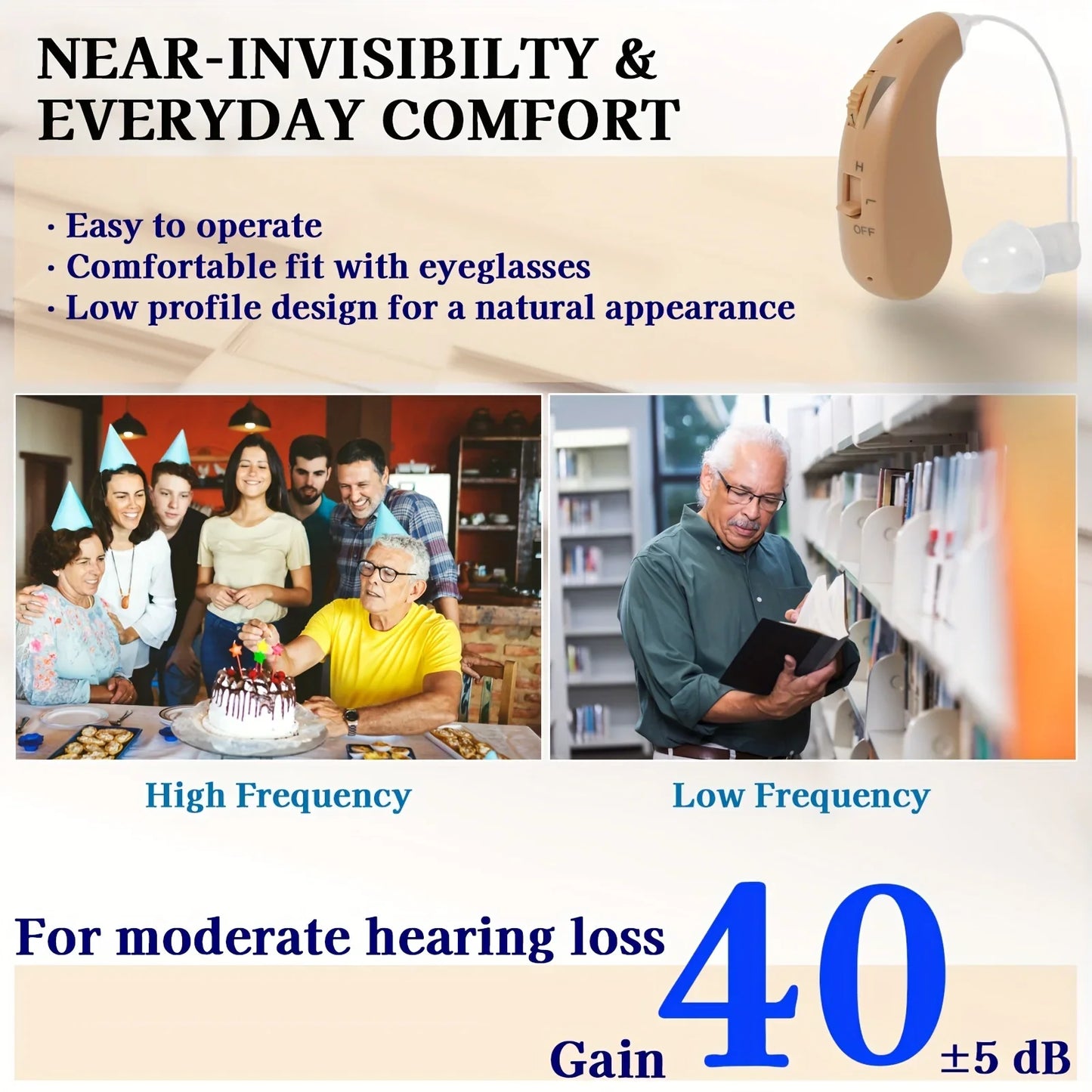 2025 Rechargeable Mini Hearing Aid – Adjustable Tone RIC Device for Elderly & Deaf, Portable Speaker Option