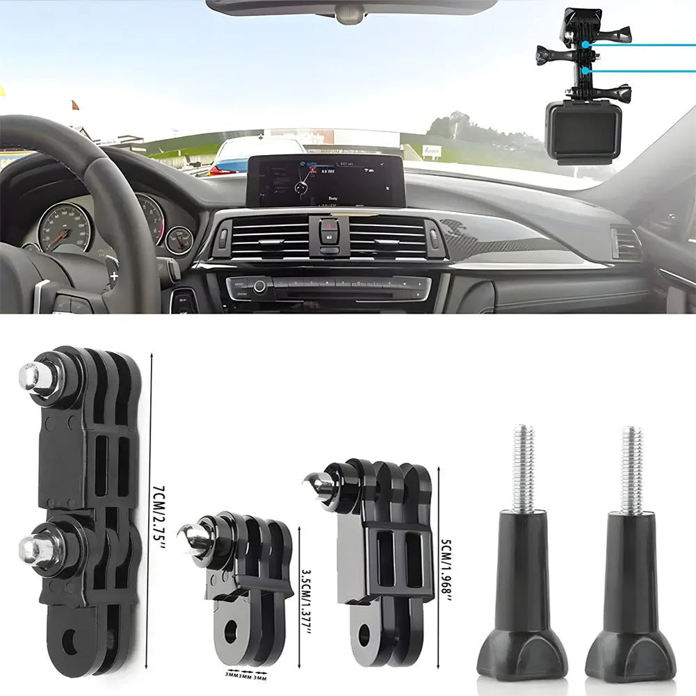 Helmet Adhesive Mount Kit for GoPro, Insta360, DJI – Flat & Curved Mounts with Adjustable Pivot Arm
