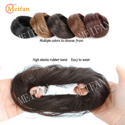 MEIFAN Synthetic Chignon Hair Bun – Elastic Rubber Band Clip-In Updo Ponytail Hair Extension for Women