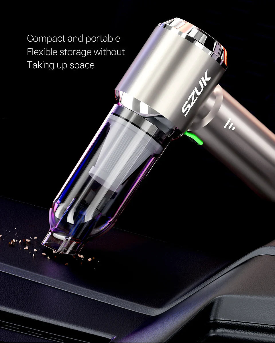 SZUK Mini Wireless Car Vacuum Cleaner – 98500Pa Powerful Suction, Handheld Portable Vacuum for Car Cleaning
