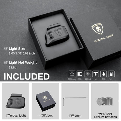 Mini Gun Light for Springfield Hellcat – 150 Lumen Compact Handgun Flashlight for Concealed Carry SL1