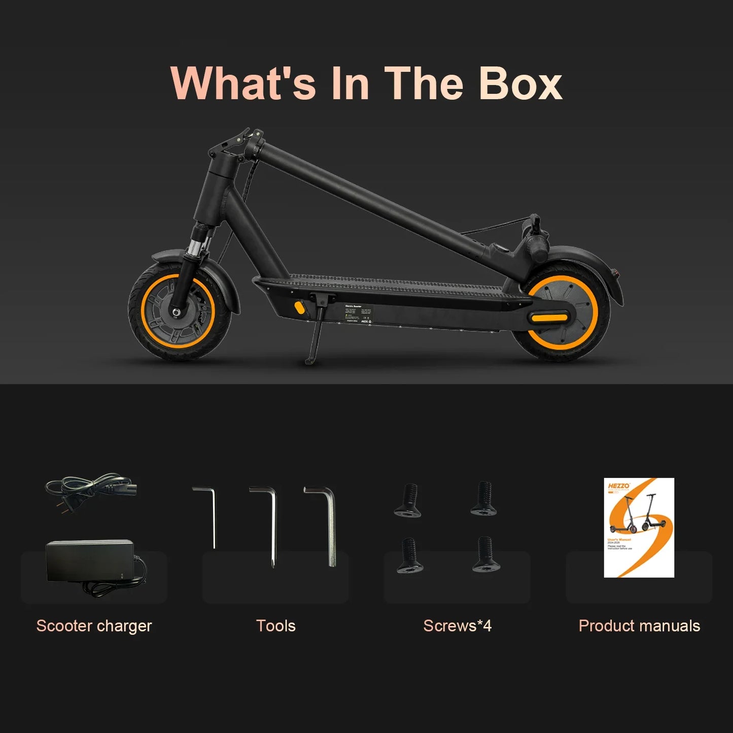 HEZZO G30 36V 500W Electric Scooter — 21MPH, 37.5-Mile Range, 10" Wheels, 15Ah Foldable Escooter with Front Suspension