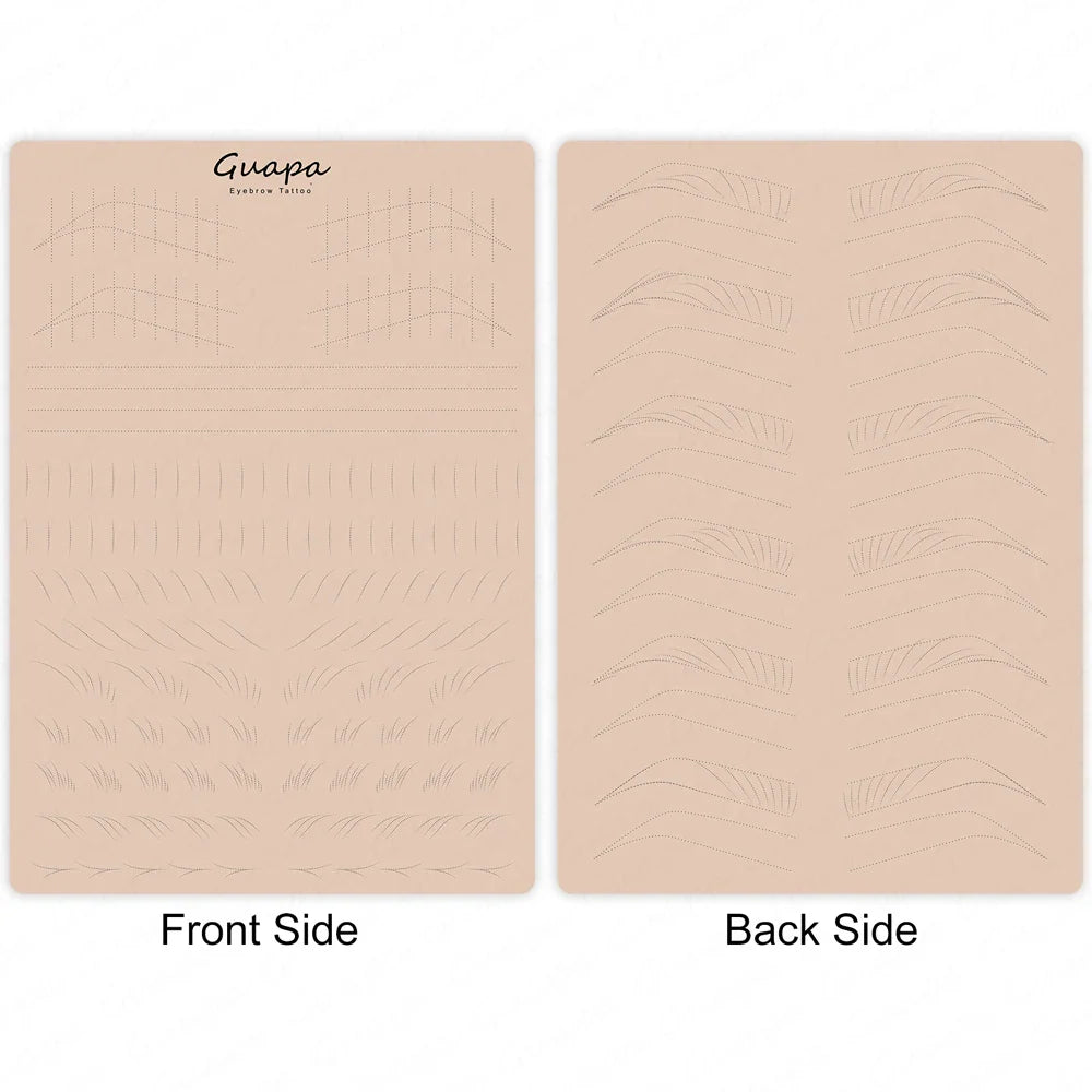 Silicone Practice Skin for Permanent Makeup — Double-Sided Latex Sheet with Brows Design for Hair Stroke Training