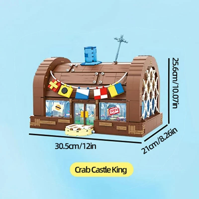 SpongeBob Krusty Krab Building Blocks - Creative Restaurant Scene Model Bricks Desktop Decor & Holiday Gift