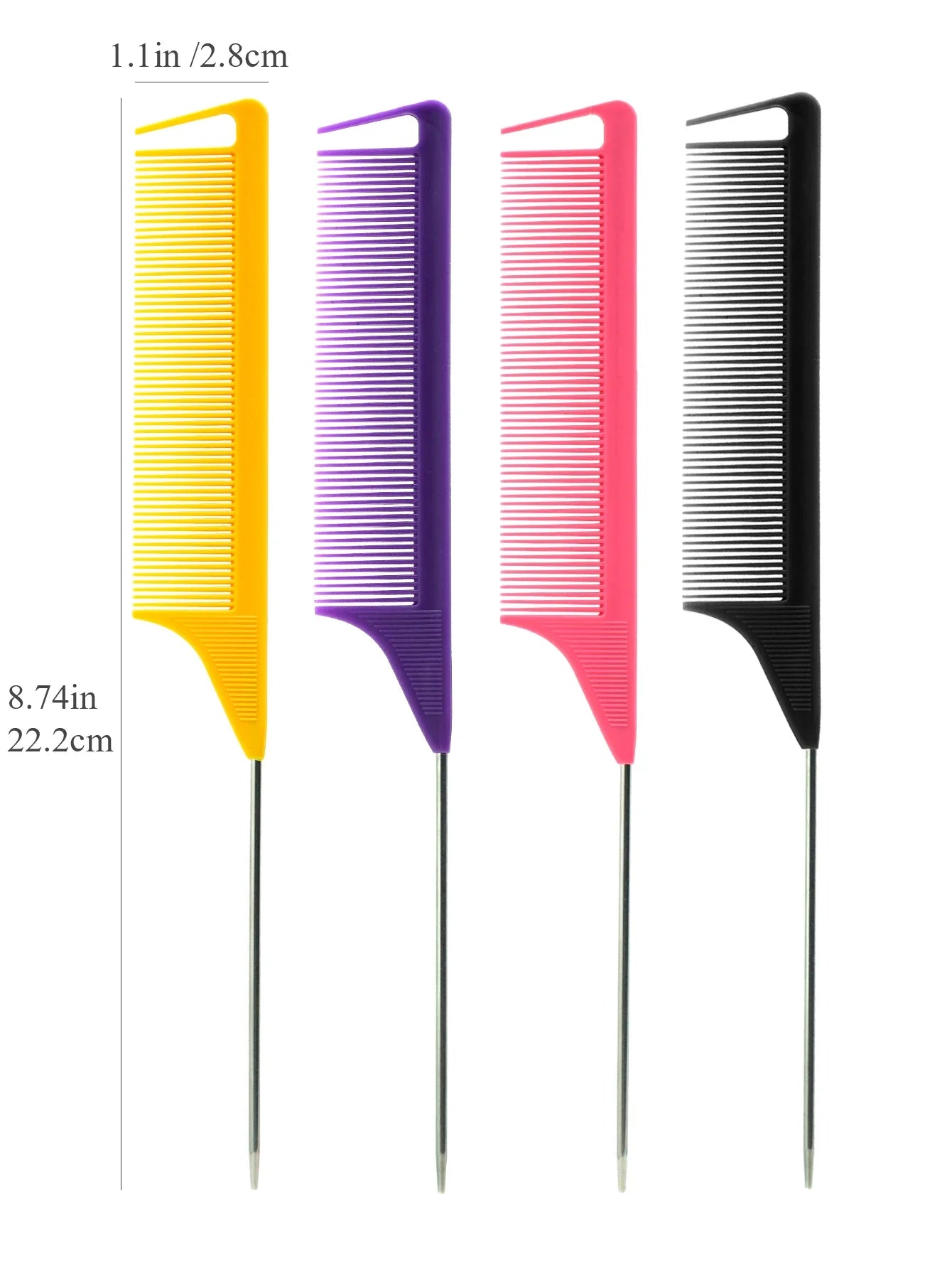 Pro Pointed Tail Comb – Anti-Static Hair Styling Brush, Steel Needle Pin Rat Tail Comb for Salon & Barber Accessories