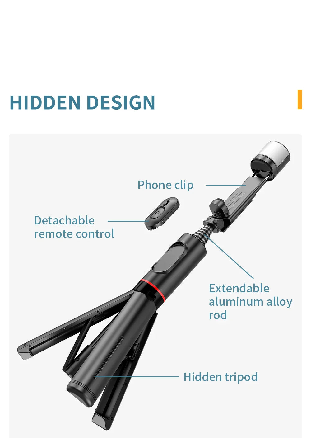 Roreta Portable Wireless Bluetooth Selfie Stick Tripod with Fill Light – Telescopic for iPhone 13, Huawei, Xiaomi & Android Phones