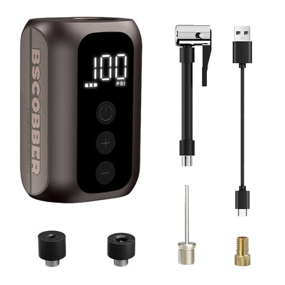 BSCOBBER A5mini Portable Air Pump - Rechargeable Wireless Bicycle Tire Inflator, 100 PSI High-Pressure