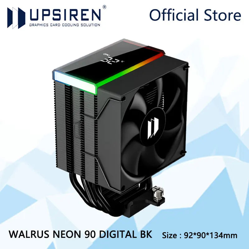 UPSIREN WALRUS NEON 90 CPU Air Cooler – ARGB Digital Display Radiator High Performance Cooling for Intel LGA1851/1700/115X & AMD AM5/AM4