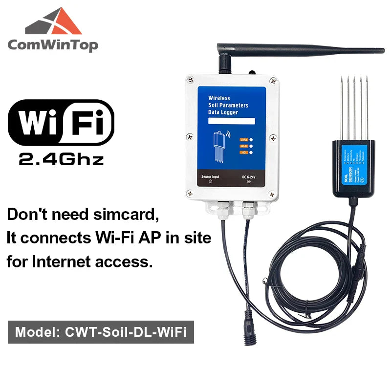 7-in-1 Smart Soil Sensor with WiFi/4G Data Logger – Moisture, Temperature, EC, pH & NPK Monitor with Built-In Battery