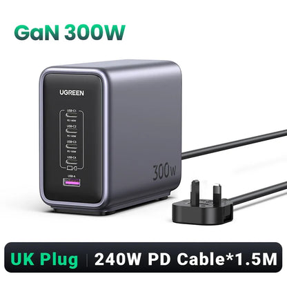 UGREEN 300W GaN Desktop Charging Station - 140W Max Single Port USB Charger with PD3.1 Fast Charging for MacBook Pro, iPad, iPhone