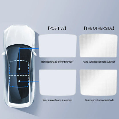 2PCS Car Roof Sunshade Set for Tesla Model 3/Y (Highland & Juniper) – Front & Rear Glass Roof Skylight Ice Cloth Buckle Sun Protection Covers