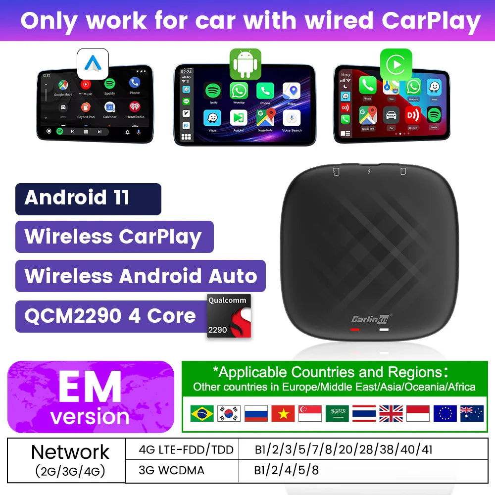 Carlinkit CarPlay AI Box — Qualcomm 6125 8-Core, Android 13, Wireless & Wired CarPlay, Android Auto for OEM Cars