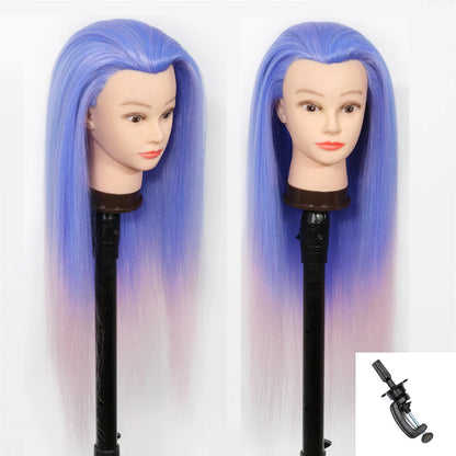 Mannequin Head with Long Synthetic Hair – Hairdresser Training Doll for Braiding & Styling Practice