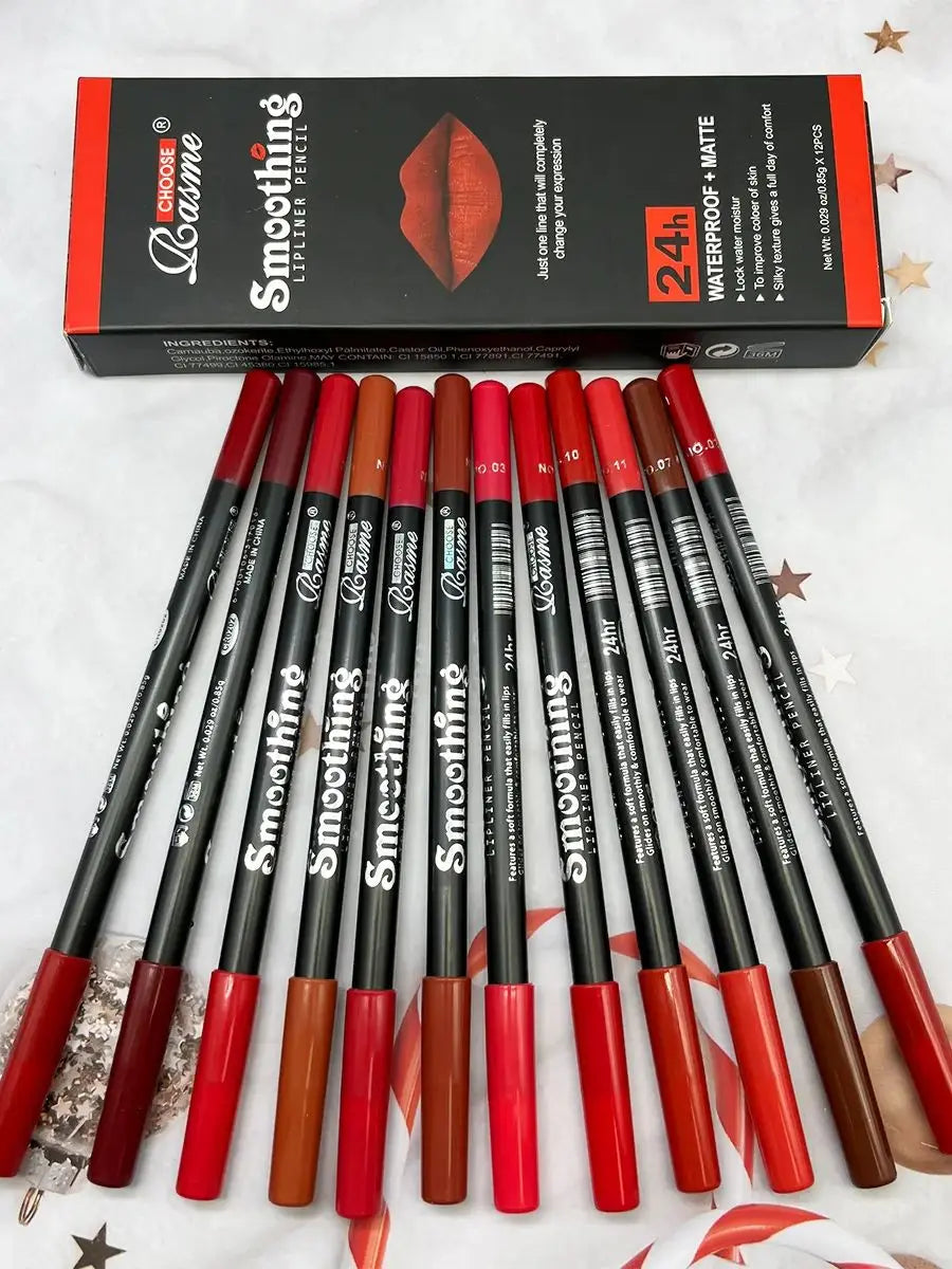 12pcs Long-Lasting Lipstick Set – Matte Lip Gloss & Lip Liner Pencil for Women, Valentine's Day Gift