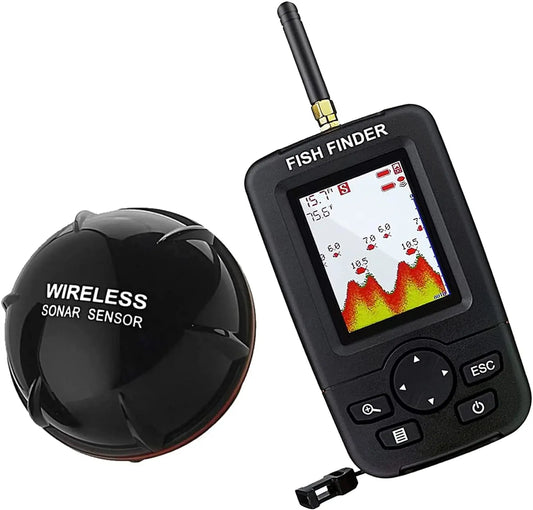 Wireless Sonar Fish Finder - Portable Underwater Fishing Detector with Echo Sounder and Fishing Alert